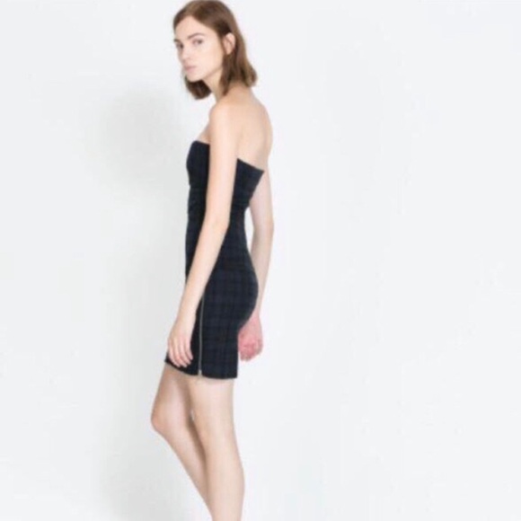 SALE‼️ EUC Zara plaid strapless dress 👗👗👗 - Picture 1 of 8